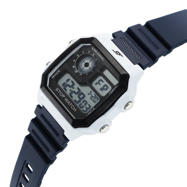 Sonata 77123PP02 Digital Unisex Watch with Blue Polyurethane Strap