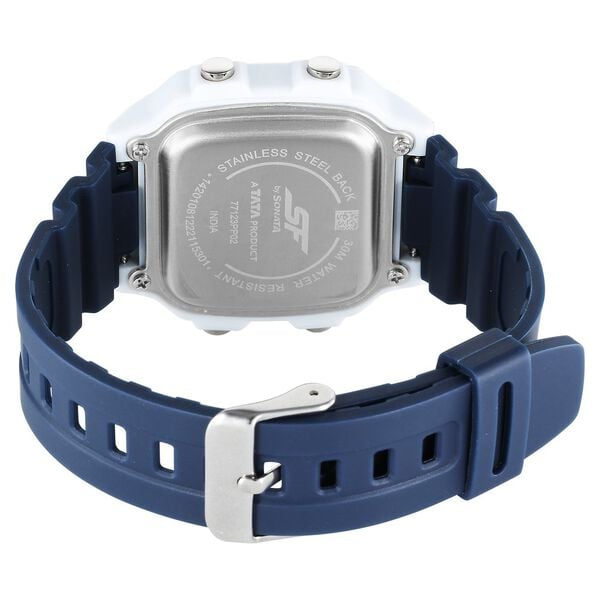 Sonata 77123PP02 SF Hexa Blue Digital Dial Polyurethane Strap Unisex Watch