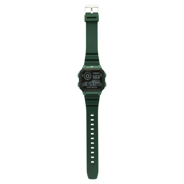 Sonata 77123PP03 Hexa Digital Unisex Green PU Strap Watch