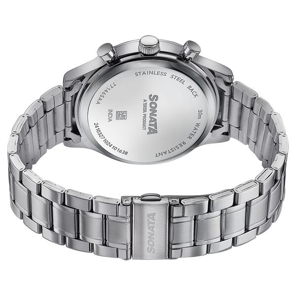Sonata 77146SM01 Wedding Edit Quartz Analog Multifunction Men Watch with Silver Dial and Silver Stainless Steel Strap