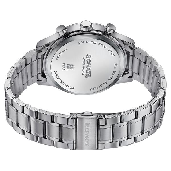 Sonata 77146SM02 Wedding Edit Quartz Multifunction Men Watch with Blue Dial and Silver Stainless Steel Strap