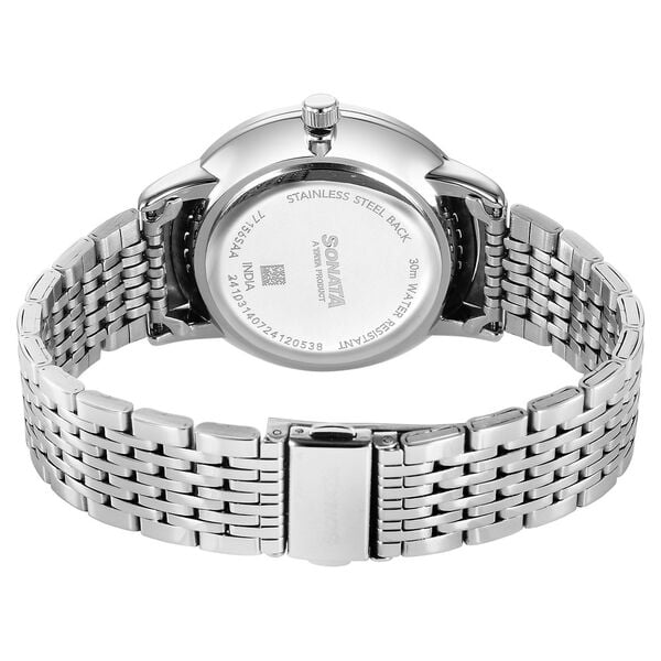 Sonata 77156SM01 Wedding Quartz Analog Men Watch with Blue Dial and Silver Stainless Steel Strap
