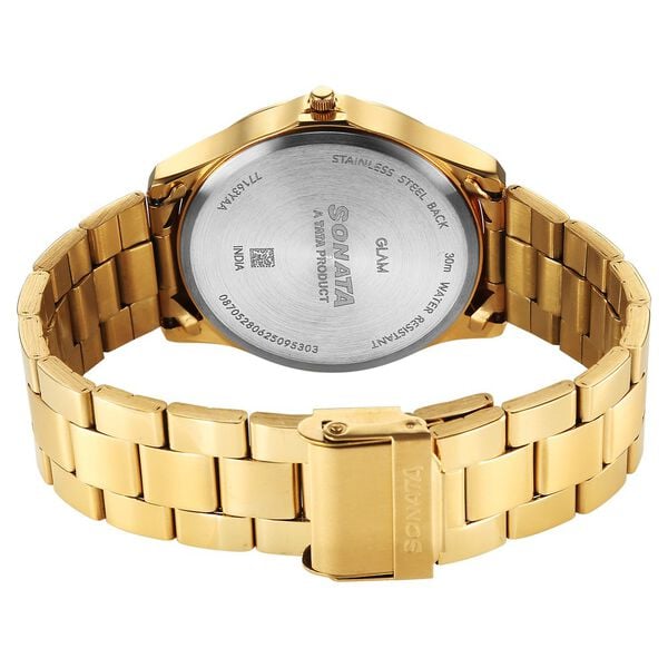 Sonata 77163YM02W Men’s Multicoloured Dial Golden Stainless Steel Analog Quartz Watch