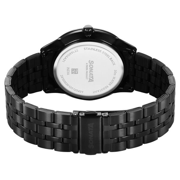 Sonata 77166NM01 Eternia Quartz Analog Black Dial Metal Strap Men’s Watch
