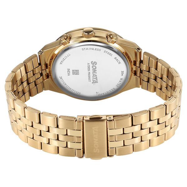 Sonata 77173YM01 Men Eternia Multifunction Green Dial Metal Bracelet Watch