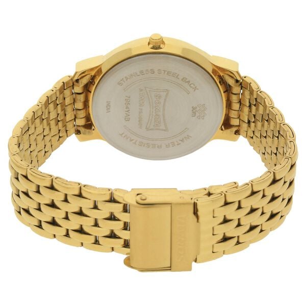 Sonata 7954YM02W Quartz Analog Men’s Watch with Champagne Dial & Gold Metal Strap