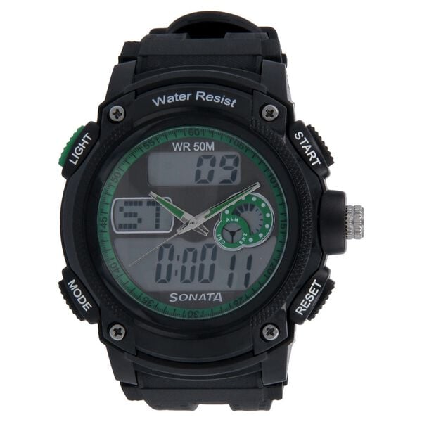 Sonata NL7989PP04 men’s watch front view multi‑colour analog‑digital dial