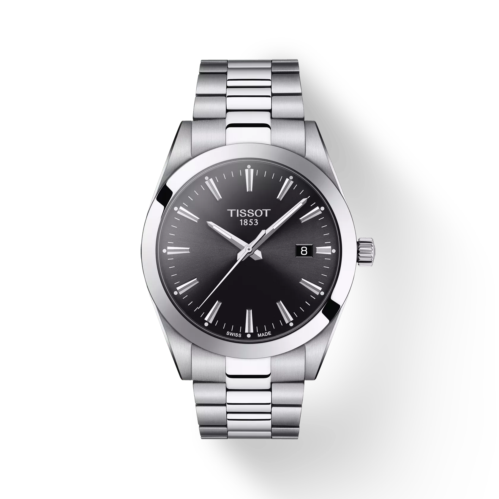 Tissot T1274101105100 Black Dial 40 mm Men’s Swiss Quartz Gentleman Watch – Stainless Steel Case & Bracelet, Sapphire Crystal