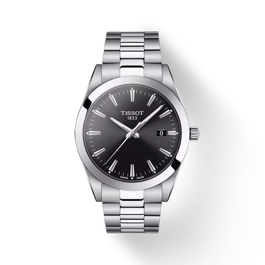 Tissot T1274101105100 Black Dial 40 mm Men’s Swiss Quartz Gentleman Watch – Stainless Steel Case & Bracelet, Sapphire Crystal