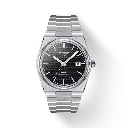 Tissot T1374071105100 PRX Powermatic 80 Black Dial Stainless Steel Band Men Analog Automatic Watch 40 mm Swiss Made