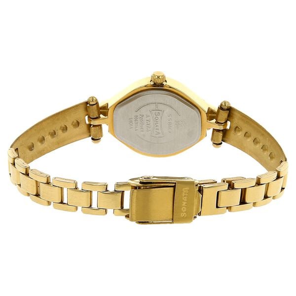 Sonata 8063YM02 Quartz Analog Champagne Dial Stainless Steel Strap Watch for Women
