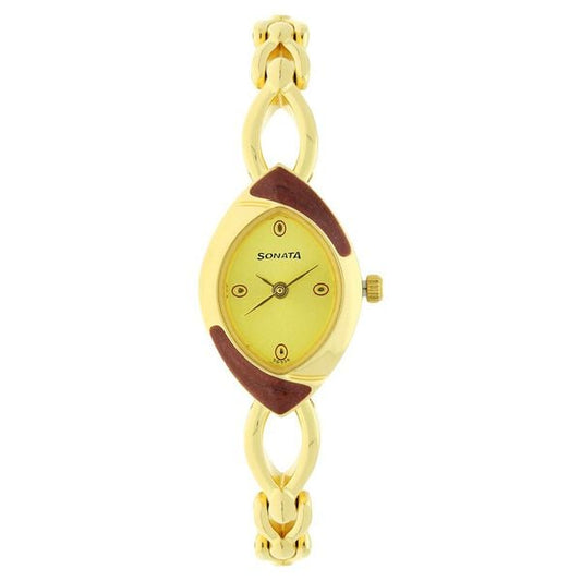 Sonata 8069YM02 Champagne Dial Women’s Quartz Analog Watch