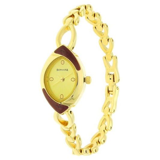 Sonata 8069YM02 Champagne Dial Women’s Quartz Analog Watch