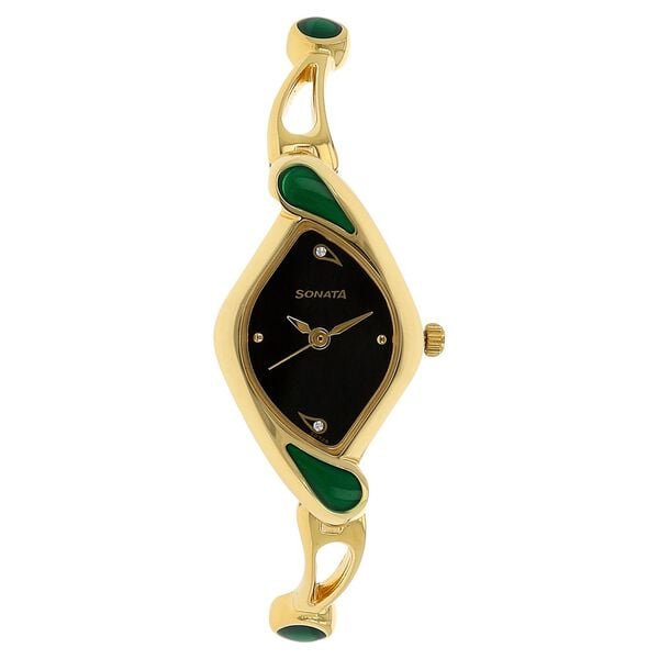 Sonata 8073YM02 Enamel Black Dial Women’s Quartz Analog Watch