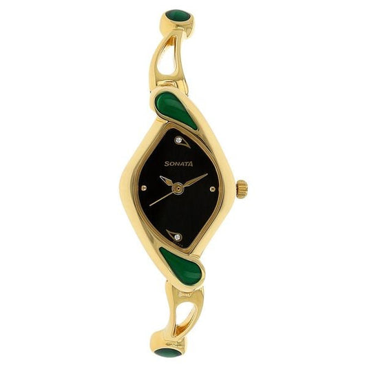 Sonata 8073YM02 Enamel Black Dial Women’s Quartz Analog Watch
