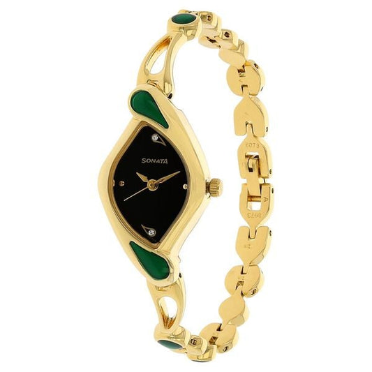 Sonata 8073YM02 Enamel Black Dial Women’s Quartz Analog Watch