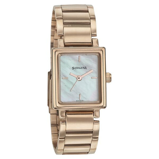 Sonata NL8080WM01 women watch front view mother-of-pearl dial