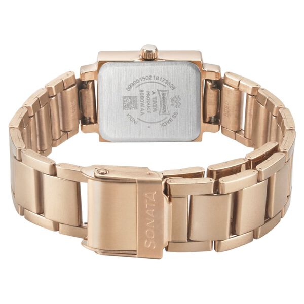 Sonata 8080WM01 Women’s Blush Mother-of-Pearl Dial Rose Gold Stainless Steel Watch