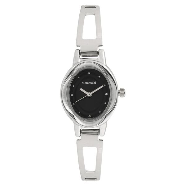 Sonata 8085SM01 Women Analog Black Dial Stainless Steel Watch