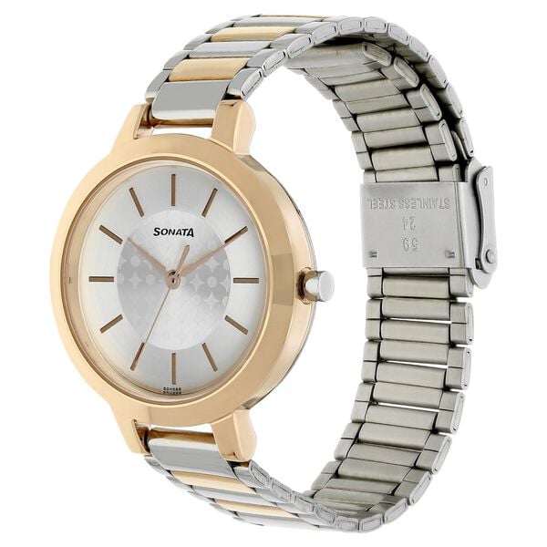 Sonata 8141KM01 Blush Silver Dial Women’s Quartz Analog Watch