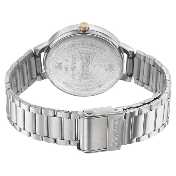Sonata 8141KM02 Analog Quartz Women Watch with Silver Stainless Steel Strap