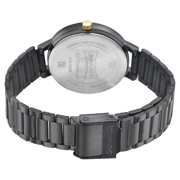 Sonata 8141KM03 Women Play Quartz Anthracite Dial Stainless Steel Strap Watch