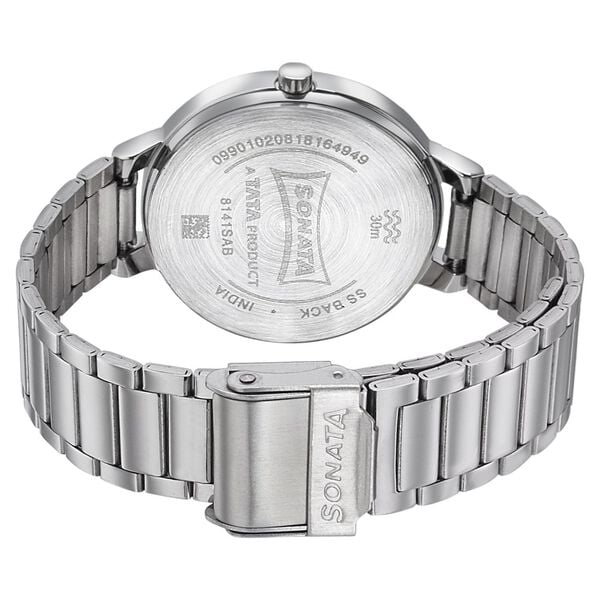 Sonata 8141SM05 Analog Quartz Watch for Women – Blue Dial, Silver Stainless Steel Strap
