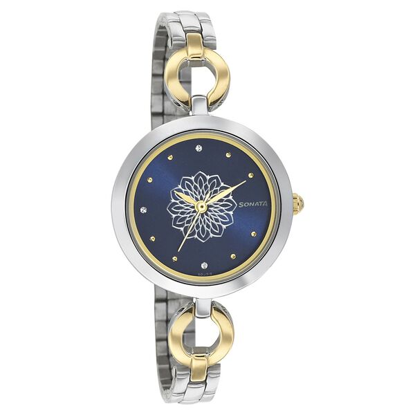 Sonata 8147BM01 front view blue dial