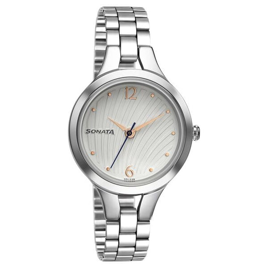 Sonata 8151SM05 Workwear Quartz Analog White Dial Stainless Steel Women’s Watch