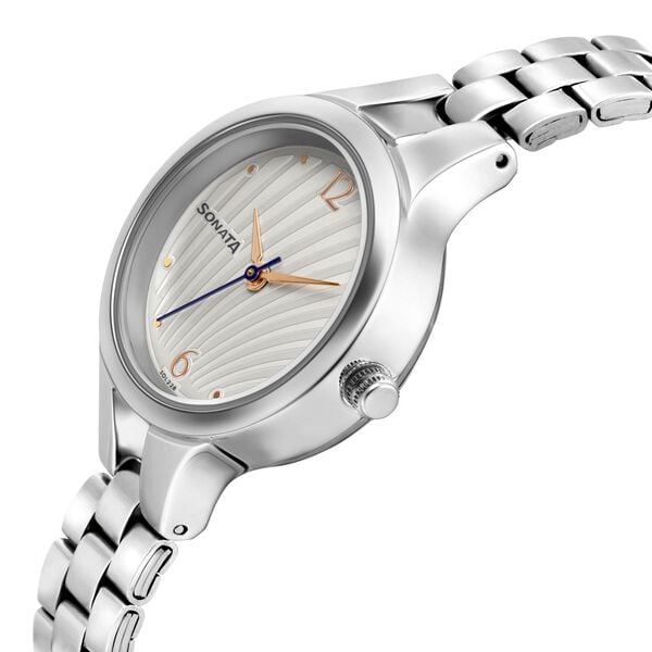 Sonata 8151SM05 Workwear Quartz Analog White Dial Stainless Steel Women’s Watch
