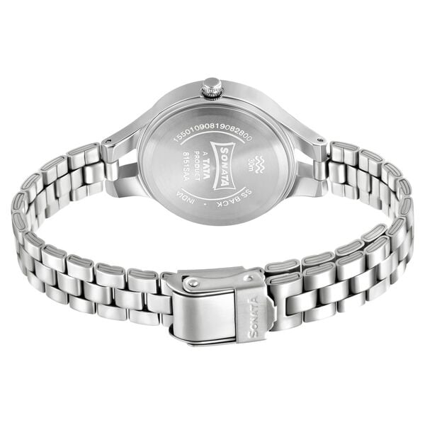 Sonata 8151SM05 Workwear Quartz Analog White Dial Stainless Steel Women’s Watch