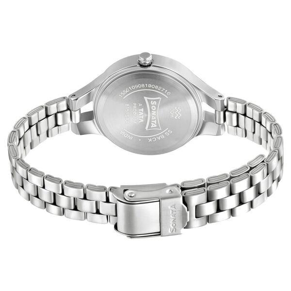 Sonata 8151SM06 Workwear Quartz Analog White Dial Stainless Steel Strap Women's Watch