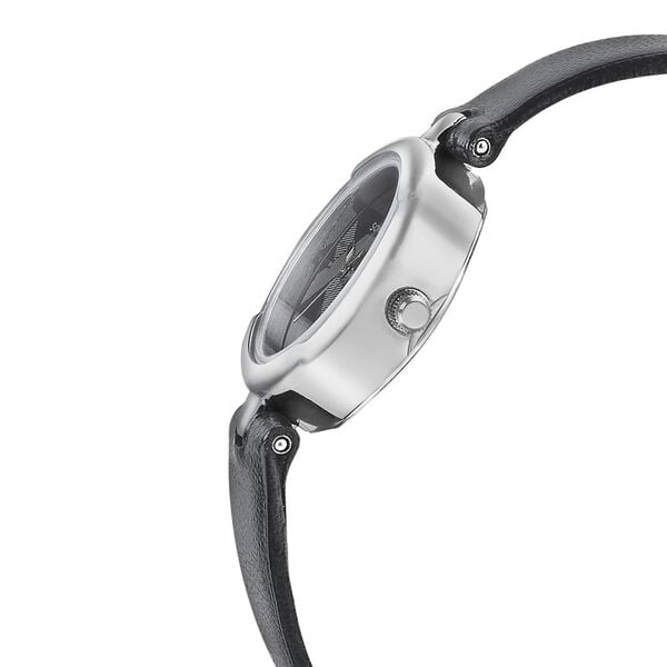 Sonata 8158SL01 Analog Quartz Women Black Dial Black Leather Strap Watch