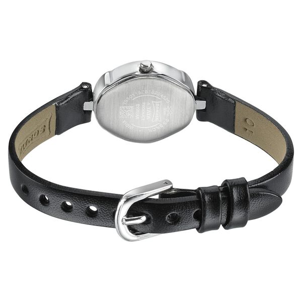 Sonata 8158SL01 Analog Quartz Women Black Dial Black Leather Strap Watch