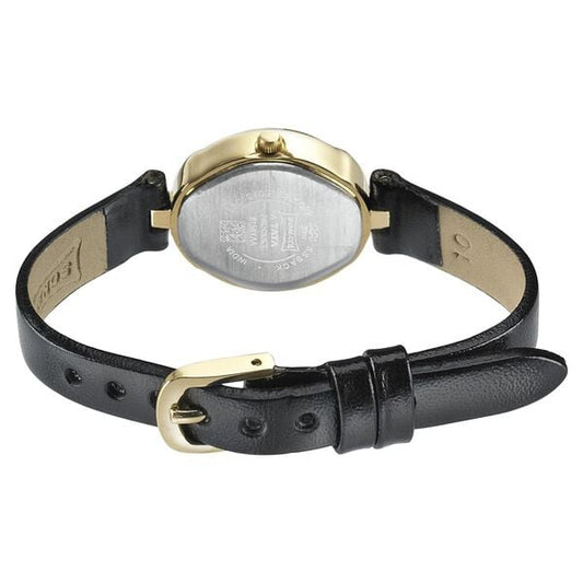 Sonata 8158YL01 Essentials Women’s Quartz Analog Black Dial Leather Strap Watch