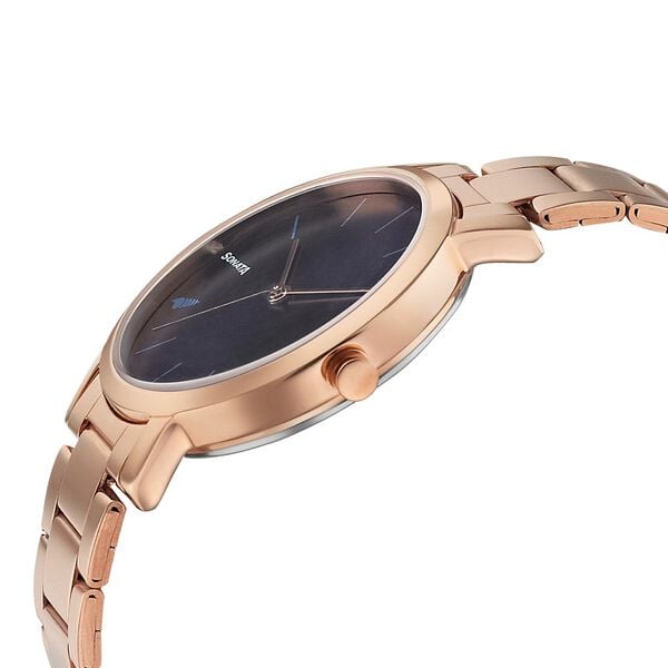 Sonata 8164WM01 Women Play Quartz Blue Dial Rose-Gold Stainless Steel Watch