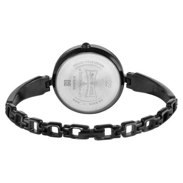 Sonata 8166NM01 Women Utsav Quartz Black Dial Black Stainless Steel Watch