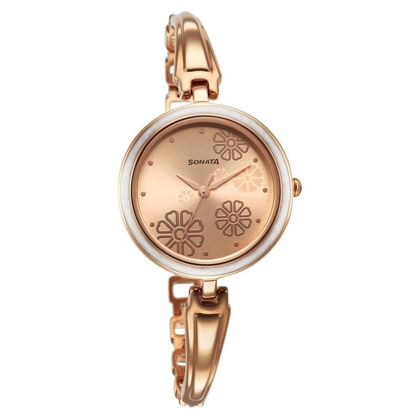 Sonata 8166WM03 Utsav Quartz Analog Rose Gold Dial Rose Gold Metal Strap Watch for Women