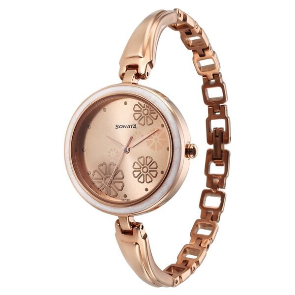 Sonata 8166WM03 Utsav Quartz Analog Rose Gold Dial Rose Gold Metal Strap Watch for Women