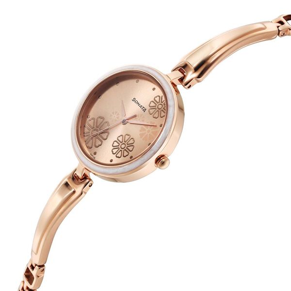 Sonata 8166WM03 Utsav Quartz Analog Rose Gold Dial Rose Gold Metal Strap Watch for Women