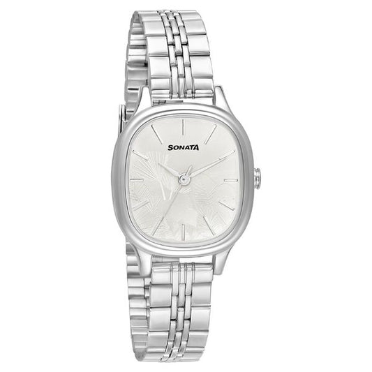 Sonata 8173SM01 Quartz Analog Silver Dial Stainless Steel Strap Women’s Watch