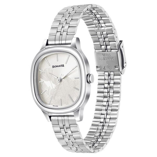 Sonata 8173SM01 Quartz Analog Silver Dial Stainless Steel Strap Women’s Watch