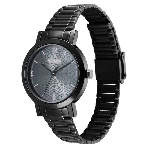 Sonata 8174NM01 Womens Grey Dial Stainless Steel Analog Quartz Watch