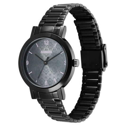 Sonata 8174NM01 Womens Grey Dial Stainless Steel Analog Quartz Watch