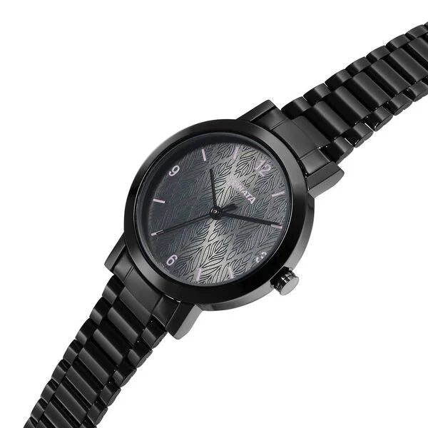 Sonata 8174NM01 Essentials Quartz Analog Grey Dial Black Stainless Steel Strap Women's Watch