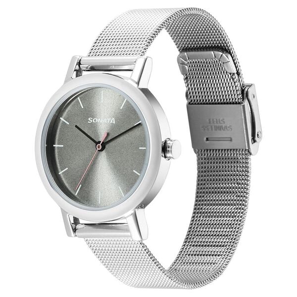 Sonata 8174SM04 Quartz Analog Silver Dial Stainless Steel Women’s Watch
