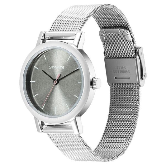 Sonata 8174SM04 Quartz Analog Silver Dial Stainless Steel Women’s Watch