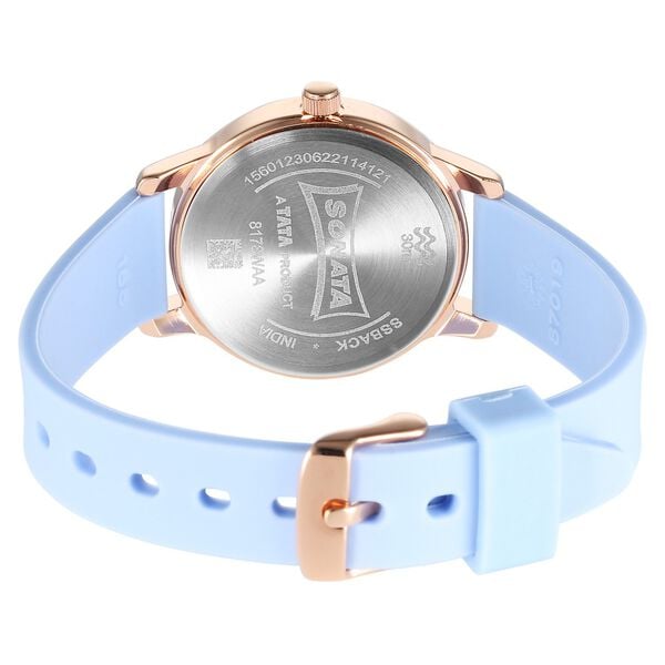 Sonata 8178WP01 Splash Quartz Analog Silver Dial Plastic Strap Watch for Women