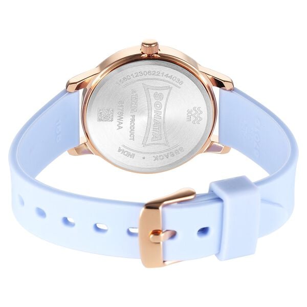 Sonata 8178WP03 Splash Quartz Analog Silver Dial Blue Plastic Strap Watch for Women