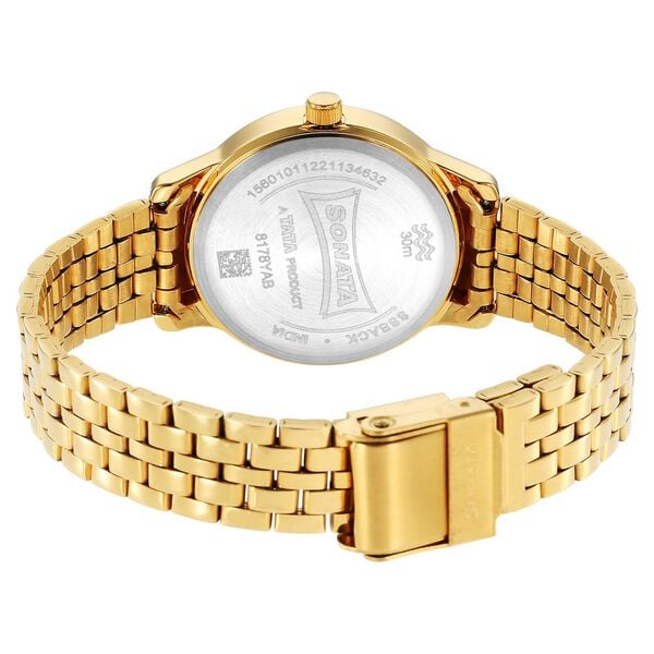 Sonata 8178YM03 Classic Gold Black Dial Women’s Quartz Analog Watch
